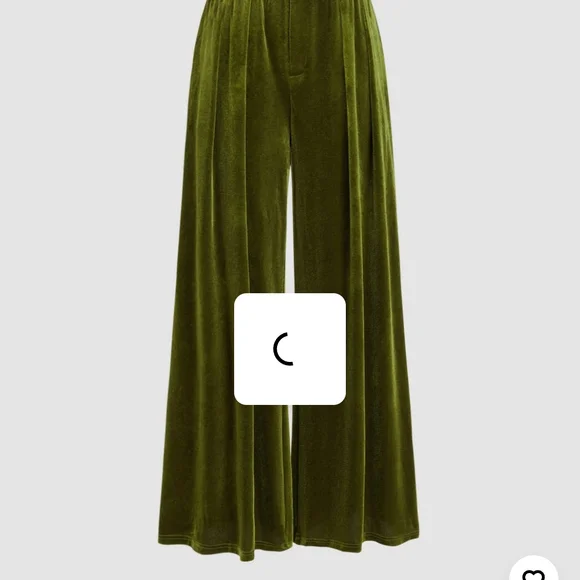Cider Olive Velvet Wide-Leg Pants - Picture 1 of 3